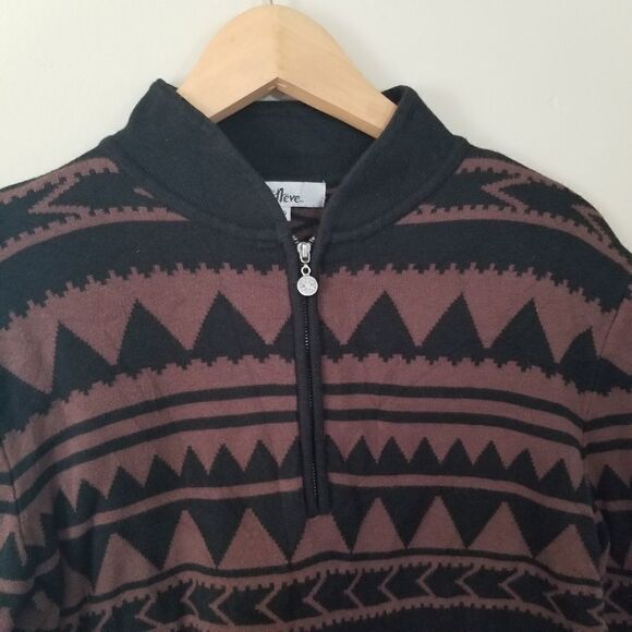 𝅺Neve Quarter Zip Pullover Aztec Southwestern Design Sweater. Size Large - Picture 2 of 7